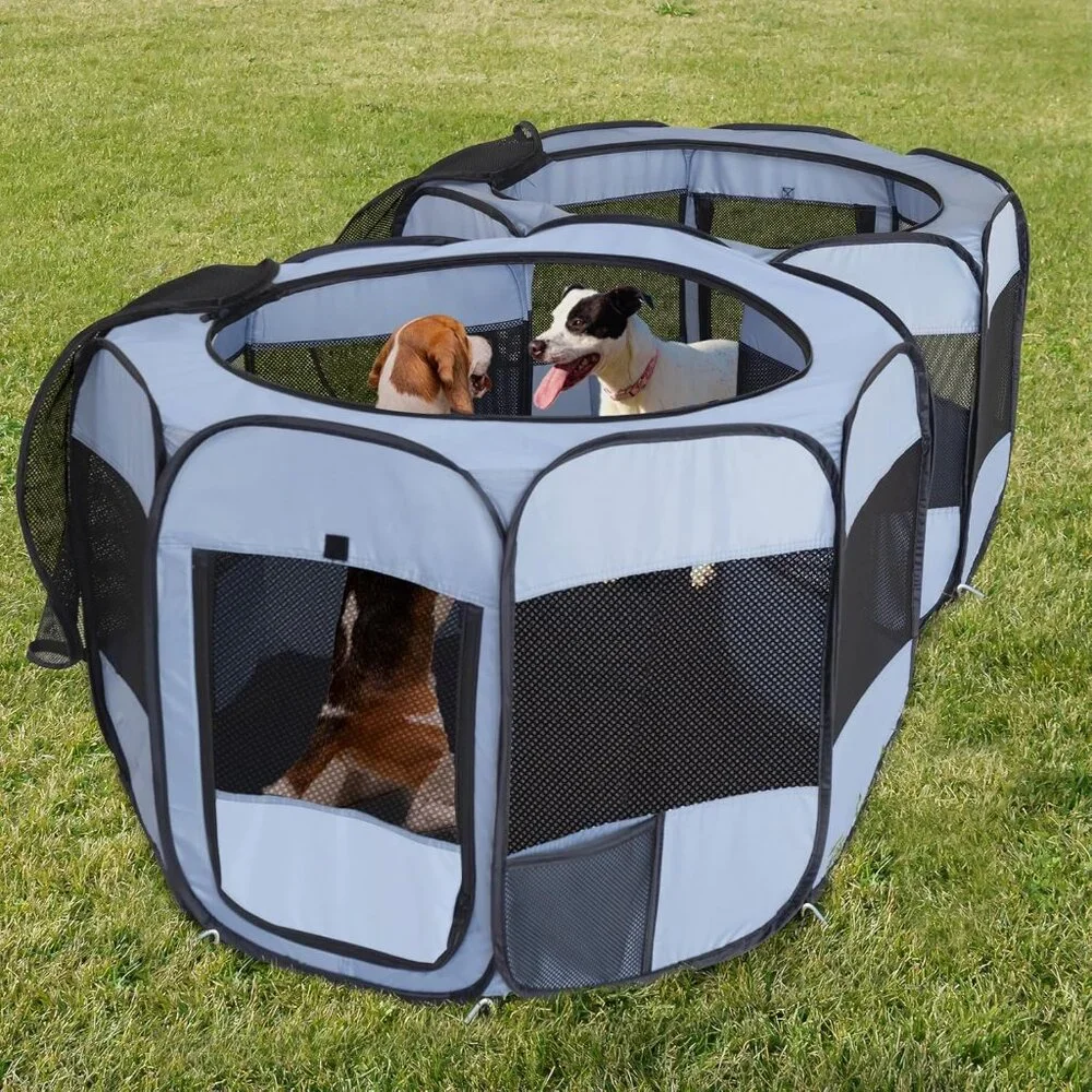 Foldable Indoor Outdoor Pop Up Playpen for Dogs & Cats - Easy Setup & Transport